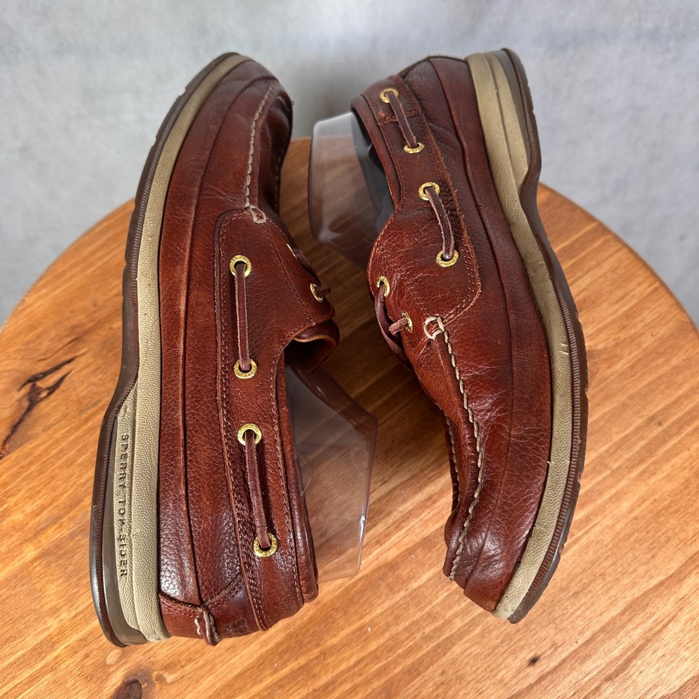 Sperry Top-Sider Billfish Boat Shoes Mens 11M Tan Leather Fair Condition 0579060 - Picture 10 of 16
